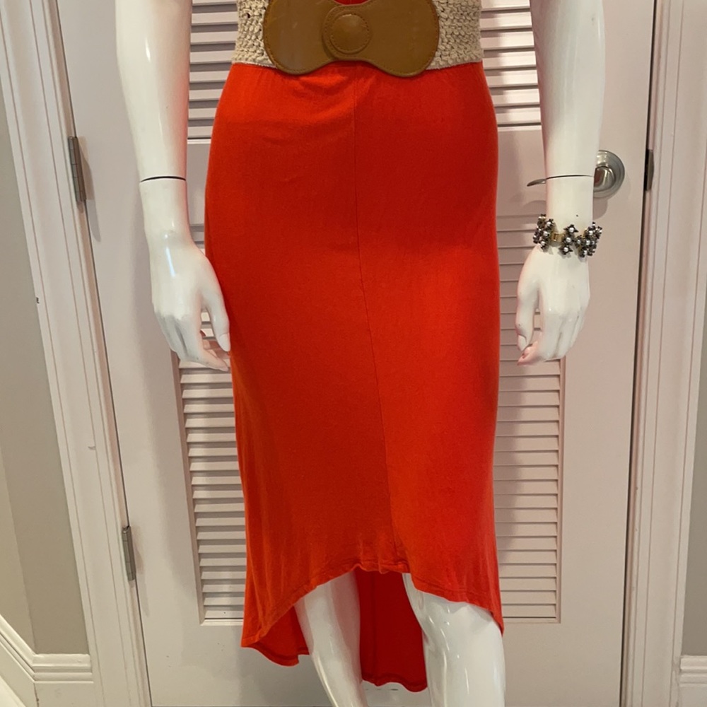 Fall Orange High-Low Hem Dress - Picture 3 of 9